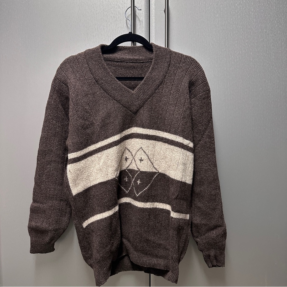 Men's Brown Sweater with Pattern